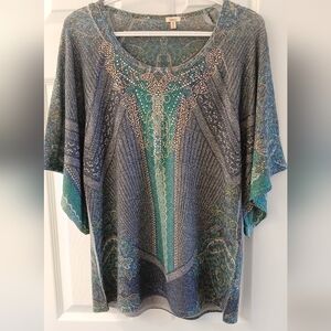 Reba Metallic Jeweled Lightweight Sweater – Size M – Made in USA